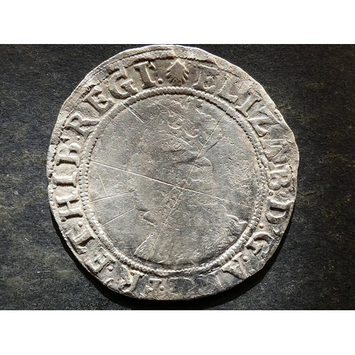 8 - ENGLAND.  Elizabeth I (1558-1603), silver Shilling, sixth issue (1582-1600), obverse; ELIZAB'. D'. G... 