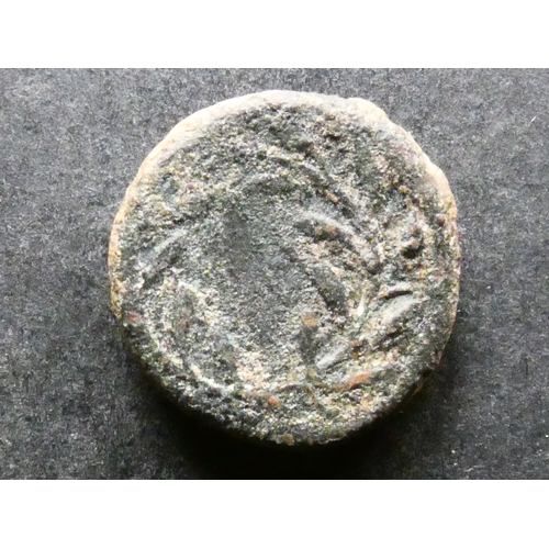 17 - GREEK.  Illyria, AE16, 4.37g of Phokis, federal issue, circa 357-346 BCE, obverse; bull's head (bucr... 