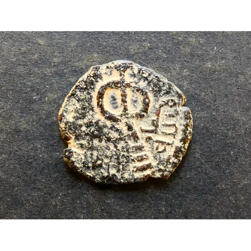 49 - ARAB-BYZANTINE.  Umayyad Caliphate, copper Fals of 'Abd al Malik ibn Marwan, AH 65-86 (= 685-705 CE)... 