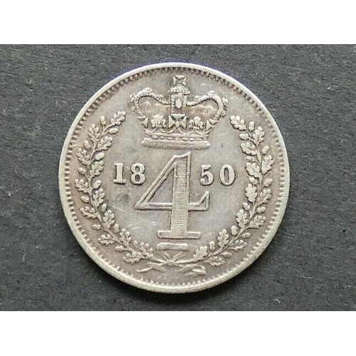 31 - MAUNDY MONEY.   Victoria (1837-1901). Silver Fourpence, Maundy issue, 1850, S-3917, VF