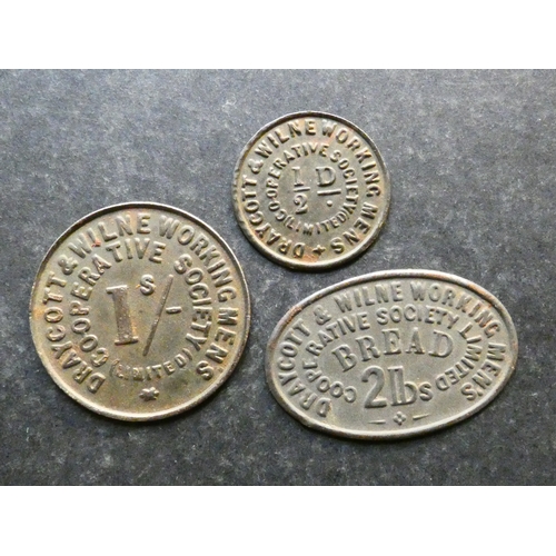 87 - CO-OP TOKENS.  Derbyshire, Draycott & Wilne, ND, circa 1873, obverse; DRAYCOTT & WILNE WORKING MENS ... 