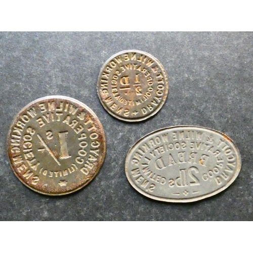 87 - CO-OP TOKENS.  Derbyshire, Draycott & Wilne, ND, circa 1873, obverse; DRAYCOTT & WILNE WORKING MENS ... 