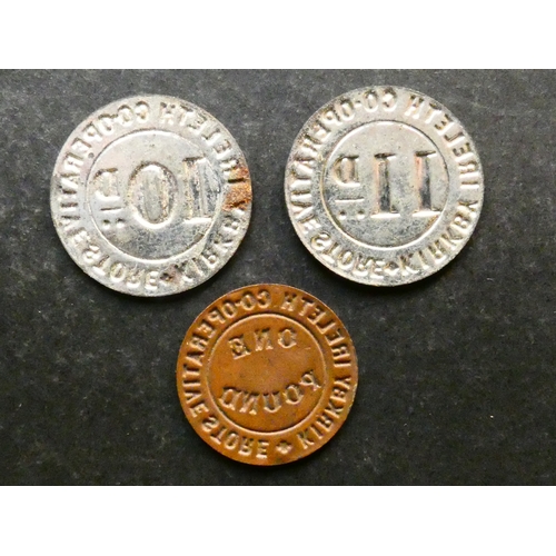 88 - CO-OP TOKENS.  Lancashire, Kirkby Ireleth, 10 Pence, ND, circa 1862, obverse; KIRKBY IRELETH CO-OPER... 