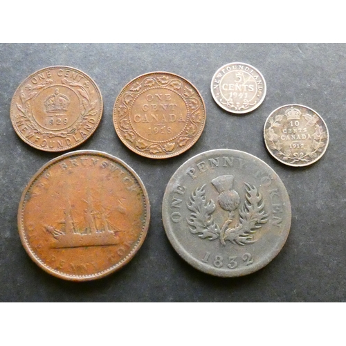 45 - CANADA.  1 Cent, 1918, together with 10 Cents, 1912, plus Newfoundland, 1 Cent, 1929 & 5 Cents, 1941... 