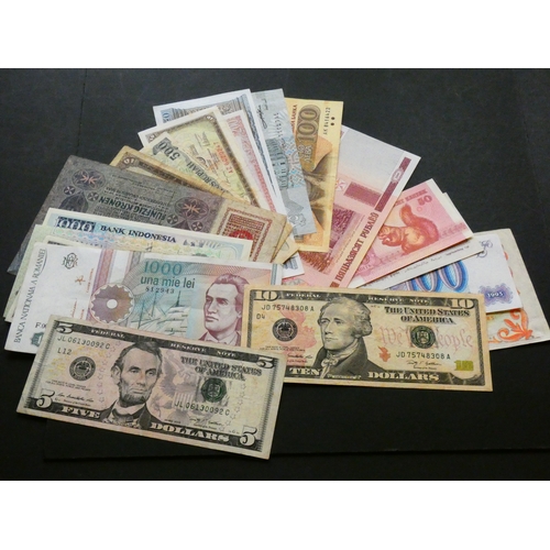 3 - COLLECTION.  WORLD, Including USA, $10 and $5, 2009 series, together with Romania, 1000 Lei, 1991, a... 