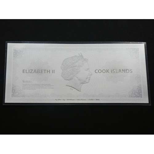 7 - COOK ISLANDS.  1 Dollar “Coin-note,” 2019, anniversary of last flight of Concorde, genuine currency ... 