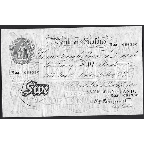 30 - GREAT BRITAIN, BANK OF ENGLAND. 5 Pounds. London, 20th May 1947 (issued 1948), sign. K.O. PEPPIATT, ... 