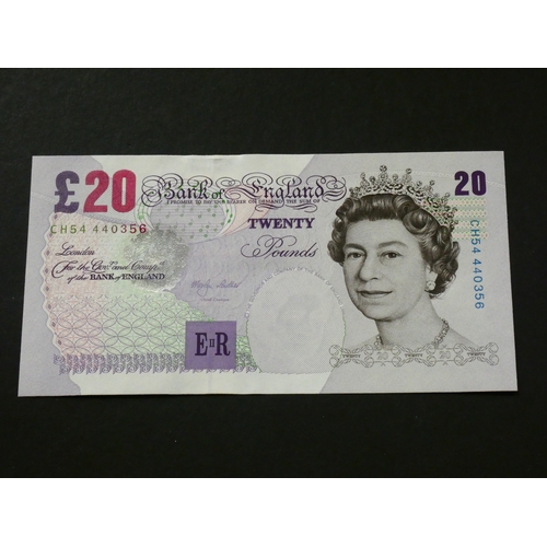 34 - GREAT BRITAIN, BANK OF ENGLAND.  20 Pounds.  Sign. LOWTHER, B386 (BE220c), last series, serial numbe... 