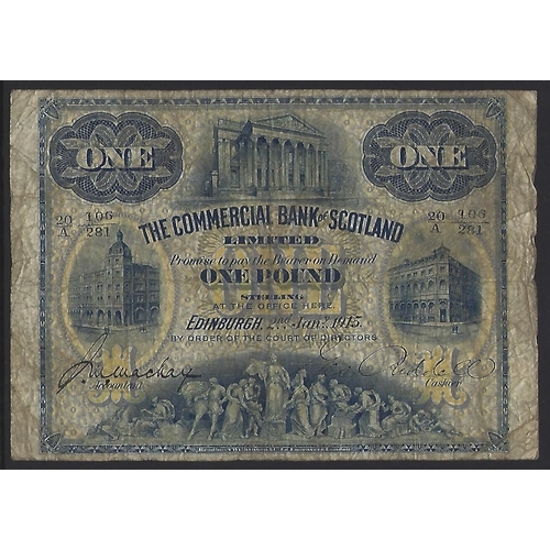 39 - SCOTLAND. The Commercial Bank of Scotland Limited.  1 Pound, 2nd January 1915, sign. L. Mackay and G... 