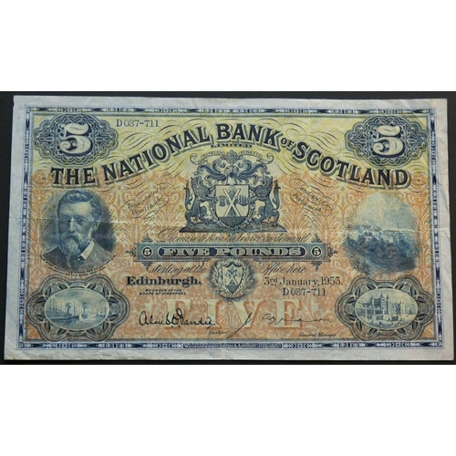 42 - SCOTLAND. The National Bank of Scotland Limited. 5 Pounds, 3rd January 1953, sign. Alex S. O. Dandie... 