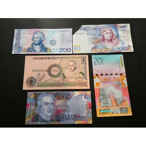 49 - PRINTERS’ TEST NOTES.  ATM Test notes, De La Rue & Co.; 1 Housenote, 1999, Isaac Newton / internatio... 