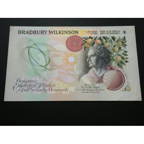 51 - PRINTER’S DIE TEST NOTE.  Bradbury Wilkinson, circa 1988, bust of Isaac Newton at right, 216mm x 135... 