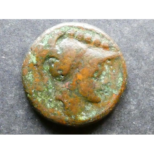 89 - GREEK.  Italy, Apulia, AE Quincunx, 26mm, 14.04g, of Luceria, circa 210-200 BCE, obverse; head of At... 