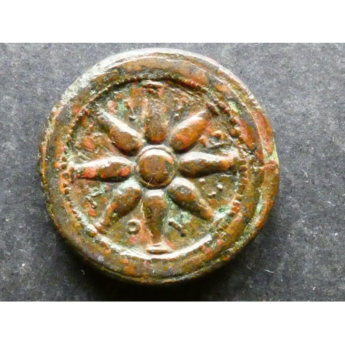 89 - GREEK.  Italy, Apulia, AE Quincunx, 26mm, 14.04g, of Luceria, circa 210-200 BCE, obverse; head of At... 