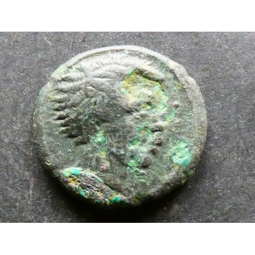 92 - GREEK.  Italy, Etruria, AE18, 4.35g, of uncertain mint in Chiana valley, 3rd Century BCE, obverse; b... 