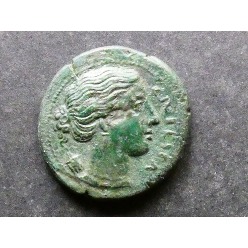 96 - GREEK.  Italy, Sicily, AE24, 9.10g, of Syracuse, reign of Agathokles, 317-289 BCE, obverse; ΣΩTEIPA,... 