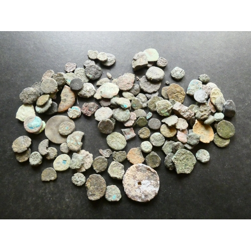 107 - GREEK & ROMAN.  Bagful of, let’s face it, real grot.  Not even sure if they’re all coins, but might ... 