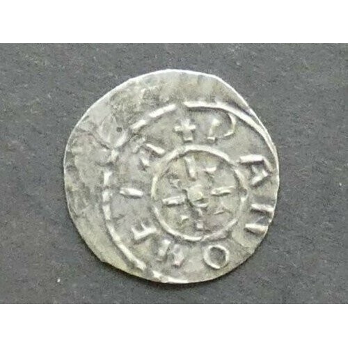 122 - HUNGARY.  Andreas I of Árpád (1046-1060), Silver Denar, 15mm, 0.4g, obverse; + ANDREAS, cross of thr... 