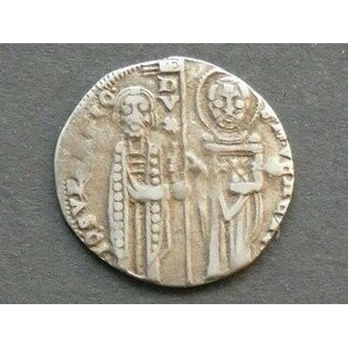 123 - ITALY. Venice, Doge Giovanni Seranzo (1312-1328) Silver Grosso, 1.9g, 20mm, Obverse; IC-XC divided b... 