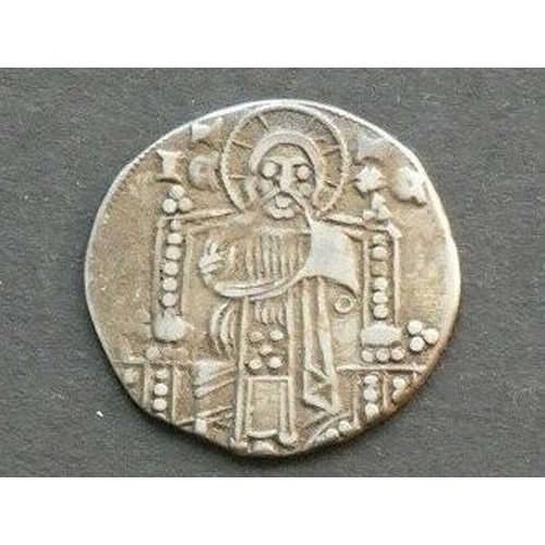 123 - ITALY. Venice, Doge Giovanni Seranzo (1312-1328) Silver Grosso, 1.9g, 20mm, Obverse; IC-XC divided b... 