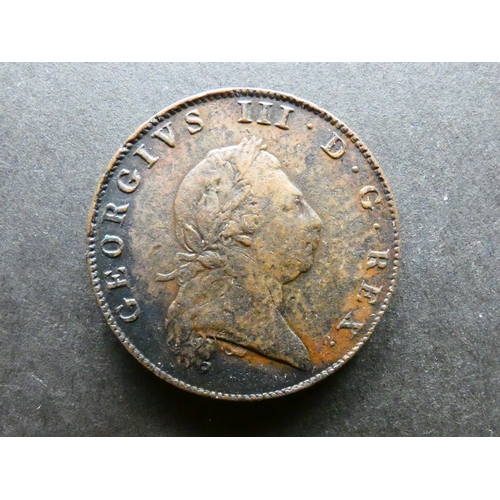 150 - BERMUDA.  Penny, 1793, KM5, F/NF, scratches.