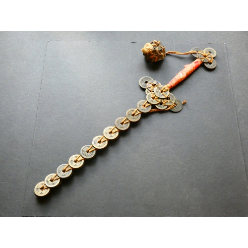 157 - CHINA.  A small 39cm “bixiejian” feng shui sword talisman, late 19th or early 20th Century, comprisi... 