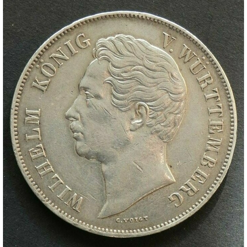 165 - GERMAN STATES. Württemberg (Kingdom), Wilhelm I (1816-1864), Silver 2 Gulden, 1847, KM592, VF