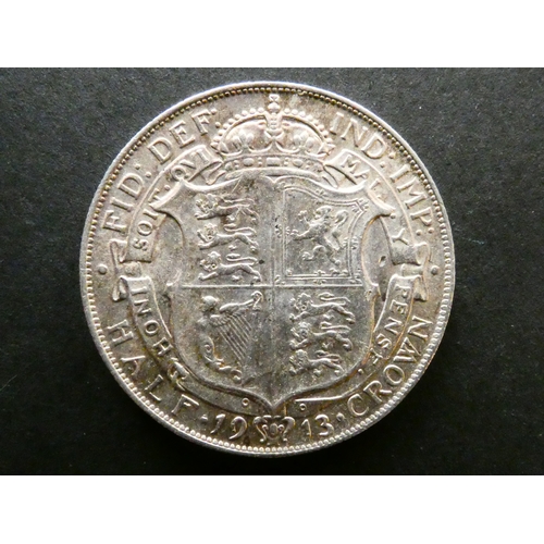 177 - UNITED KINGDOM.  Halfcrown.  1913, S-4011, GVF, light toning and contact marks.