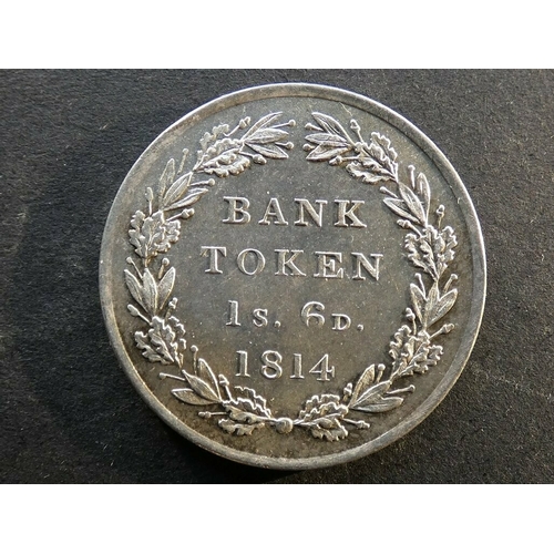 199 - UNITED KINGDOM.  1 Shilling and 6 Pence.  Silver bank Token, 1814, S-3772, GEF, light streaks on obv... 