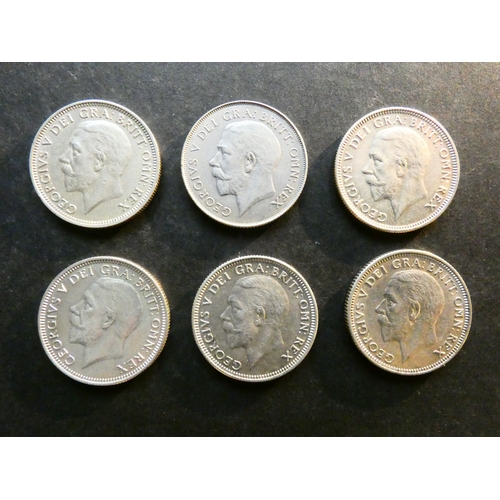 206 - UNITED KINGDOM.  Shillings.  1924, 1928, 1931, 1933, 1934 and 1936, VF to EF  (6)