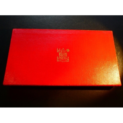 220 - UNITED KINGDOM.  Proof Set.  1950, Farthing to Halfcrown, in original red card box modified with foa... 