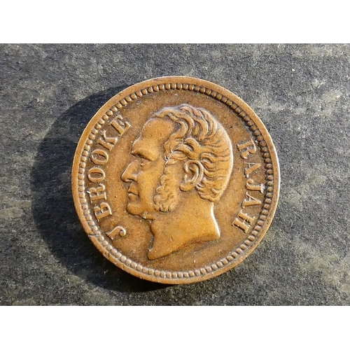 315 - SARAWAK. British Protectorate, James Brooke, Rajah (1841-1868), copper ¼ Cent, 1863, KM1, VF.