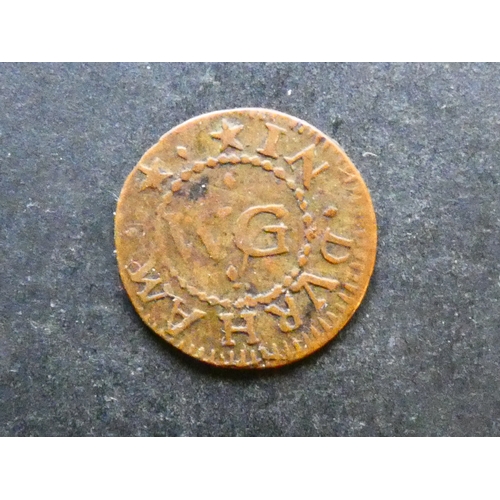 335 - TRADESMEN’S TOKENS, 17TH CENTURY.  Durham, Farthing, Durham, obverse; WILLIAM GREEVESON, two angels ... 