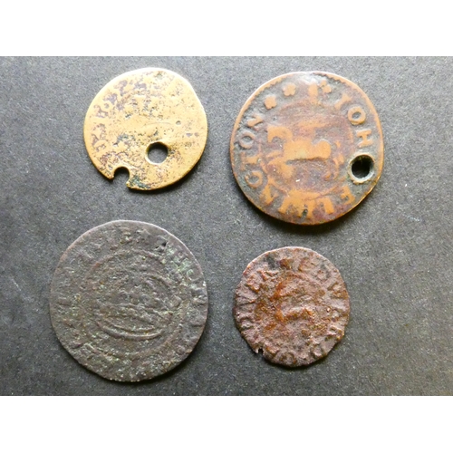 359 - TRADESMEN’S TOKENS, 17TH CENTURY.  Oxfordshire x4, including Burford, Farthing, obverse; AT THE GEOR... 