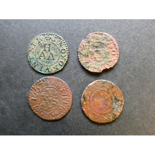 371 - TRADESMEN’S TOKENS, 17TH CENTURY.  Oxfordshire, Oxford, 4x Farthings, including obverse; ANTHONY HAL... 