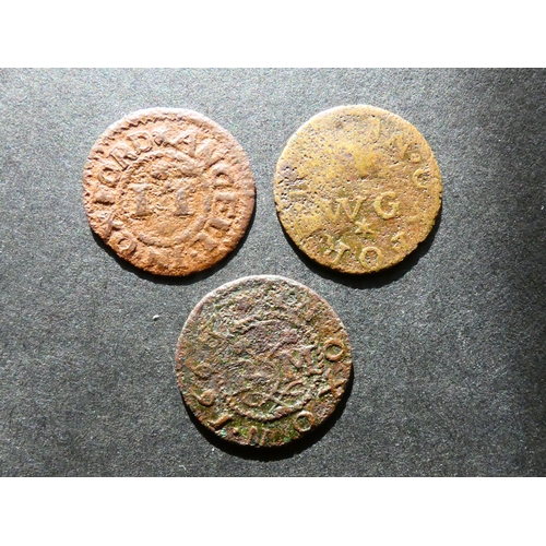 379 - TRADESMEN’S TOKENS, 17TH CENTURY.  Oxfordshire, Oxford, Farthing x3, including obverse; IOHN TEY AT ... 