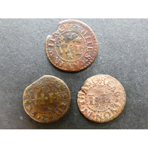 383 - TRADESMEN’S TOKENS, 17TH CENTURY.  Oxfordshire, Farthing x3, including Thame, obverse; IOHN HARRIS A... 