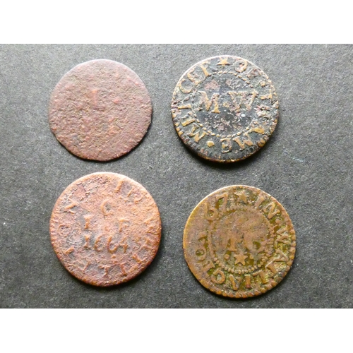 384 - TRADESMEN’S TOKENS, 17TH CENTURY.  Oxfordshire, 4x Farthings, including Thame, obverse; EDWARD LEAVE... 