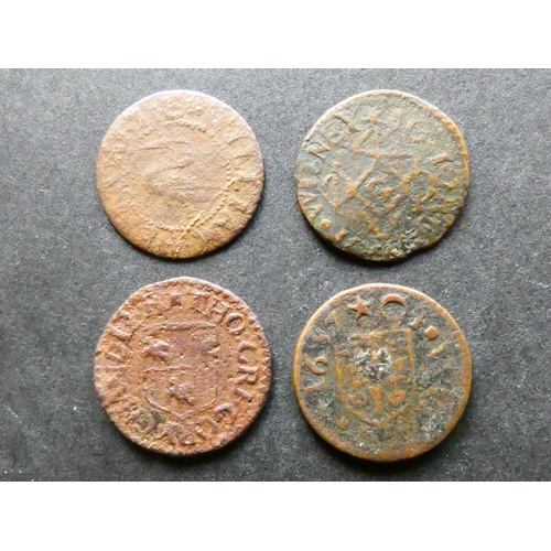 388 - TRADESMEN’S TOKENS, 17TH CENTURY.  Oxfordshire, Witney, 4x Farthings, including obverse; LEONARD GOO... 