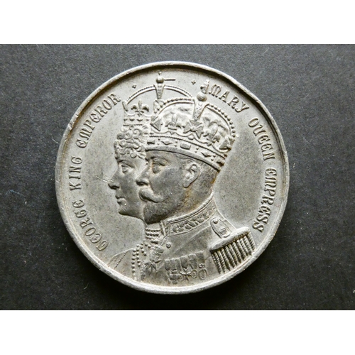 410 - MEDALLIONS, ROYALTY.  1911 Delhi Durbar, obverse; GEORGE KING EMPEROR MARY QUEEN EMPRESS, conjoined ... 