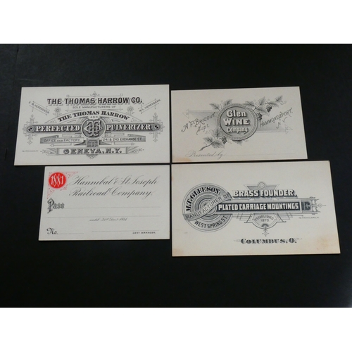 510 - VARIOUS.  USA, printers’ advertising, etc., including railway pass; HANNIBAL & ST. JOSEPH RAILROAD C... 