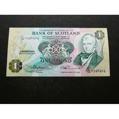 16 - GREAT BRITAIN.  Scotland, Bank of Scotland. 1 Pound, 28th October 1974, sign. Clydesmuir & A.M. Russ... 