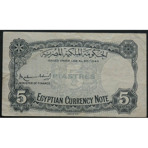 32 - EGYPT. Kingdom, Government currency note, 5 Piastres, ND, L.50/1940, signature title 