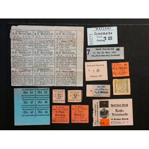 44 - GERMANY.  Small collection of WWI period ration coupons, including issues for Ansbach, Bavaria, Osna... 