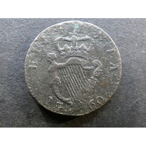 53 - IRELAND. George II (1727-1760), copper Farthing, 1760, S-6611 (KM135), VF, surface corrosion.