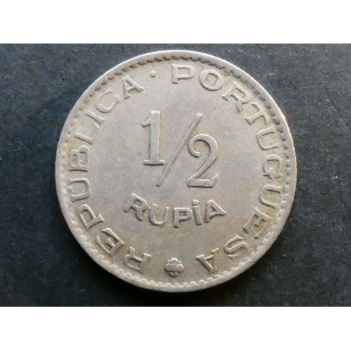 75 - PORTUGUESE INDIA.  Copper-nickel ½ Rupia, 1952, KM26, NVF/VF