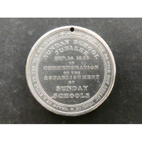 52 - MEDALLIONS, NATIONAL & LOCAL.  1831, 50th anniversary of Sunday Schools, obverse; ROBT RAIKES ESQR. ... 