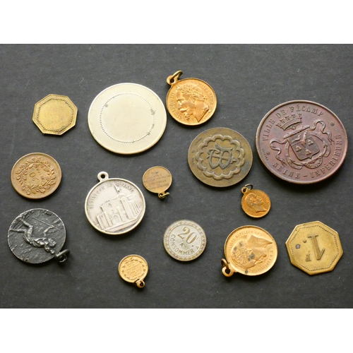 79 - FRANCE.  Small group of 19th and early 20th Century medals and tokens, Fine+ to EF  (14)