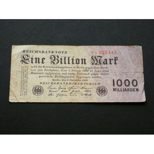 15 - GERMANY.  Weimar Republic, 1 Billion Mark, 1st November 1923, P-129, VG