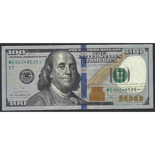 42 - UNITED STATES of AMERICA. 100 Dollars, Federal Reserve Note, series 2013, signatures; Jacob J. Lew a... 